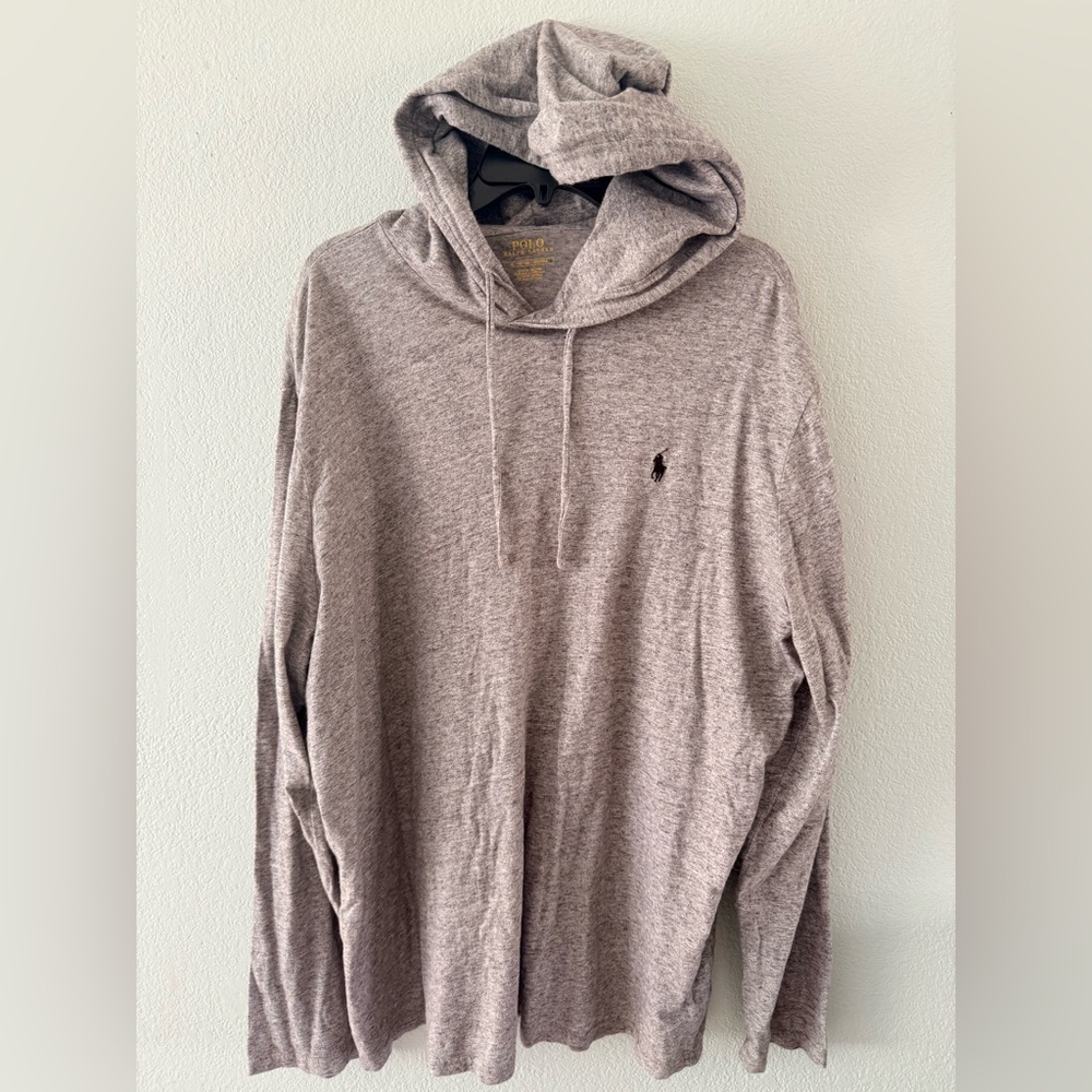 Polo Ralph Lauren Lightweight Heather Gray Pullover Hoodie Sweatshirt Mens XL
